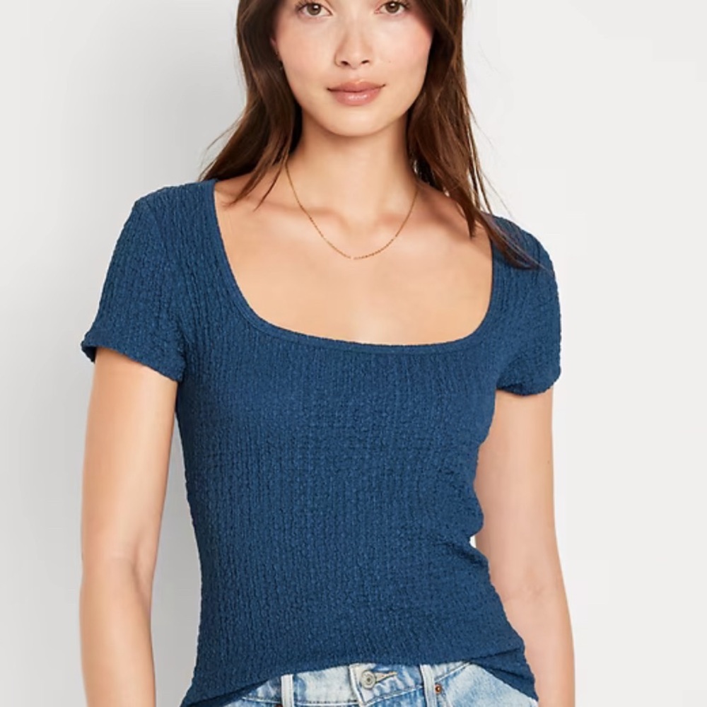Navy Square Neck Shirt